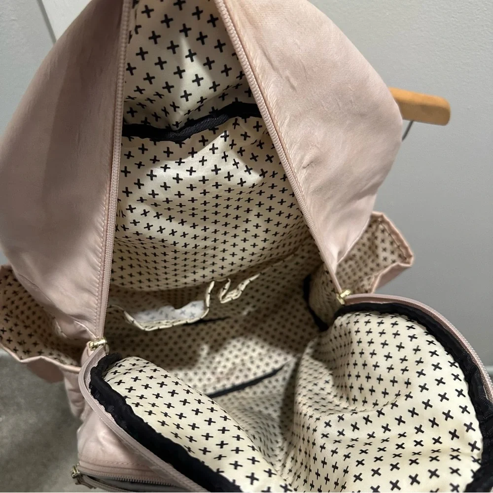Petunia Pickle Botton‎ Diaper Bag Backpack Blush Pink Quilted Satin Fabric